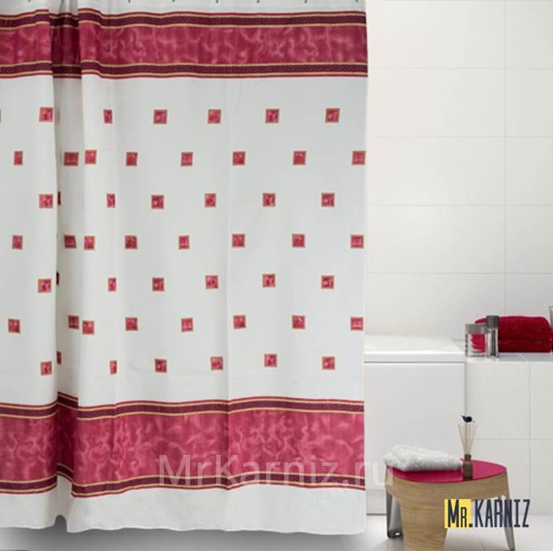 Штора для ванной Rome красная Штора для ванной Rome красная