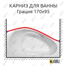 Карниз для ванны Эстет Грация Передний борт 170х95 Усиленный 25 мм MrKARNIZ