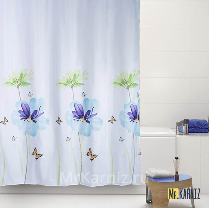 Штора для ванной Flowers бежевая Штора для ванной Flowers бежевая