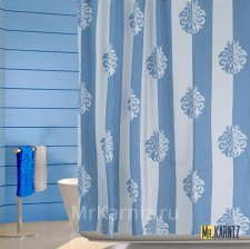 Штора для ванной Damask Strtipe голубая