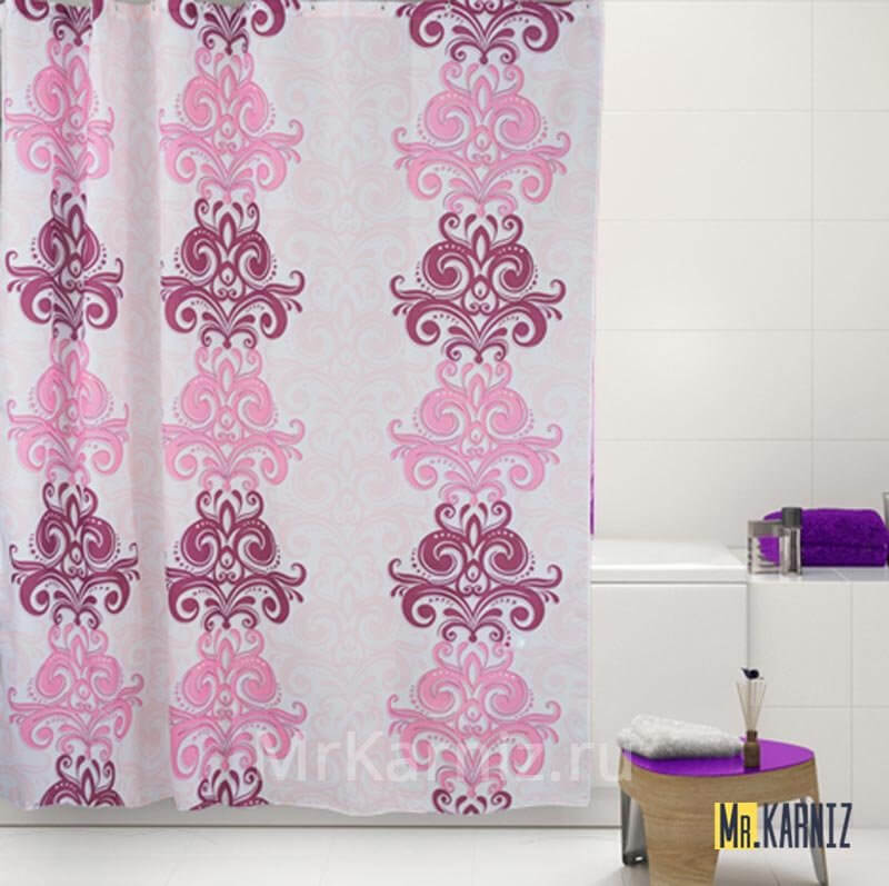 Штора для ванной DAMASK розовая