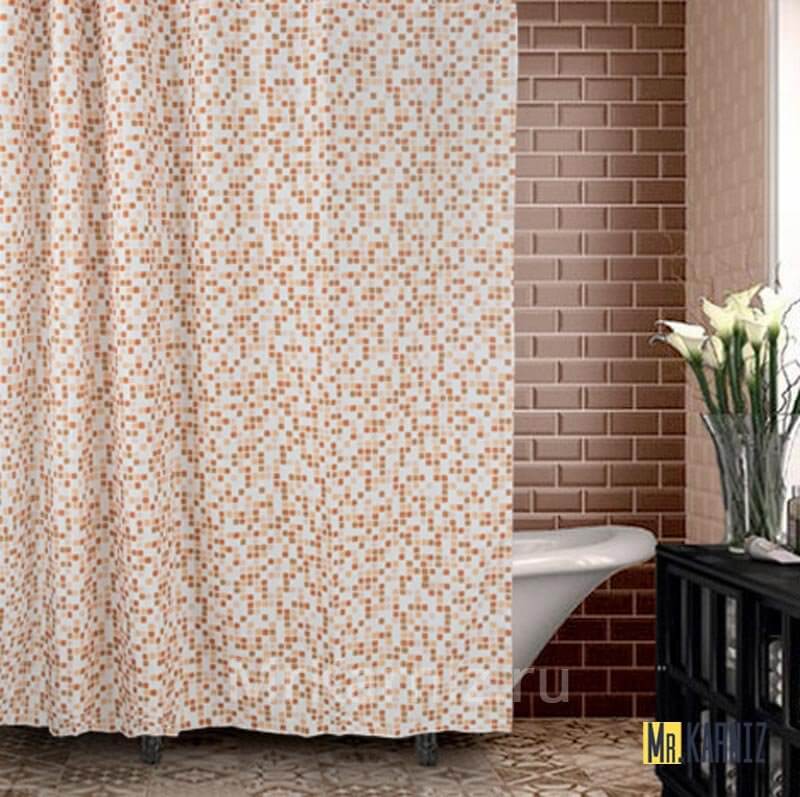 Штора для ванной Little Checks коричневая